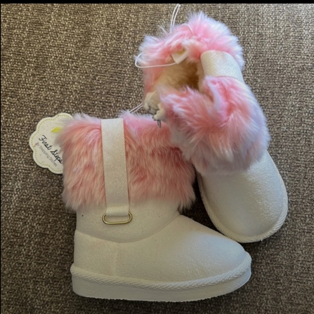 First Steps By Stepping Stone Pink Fur Boots